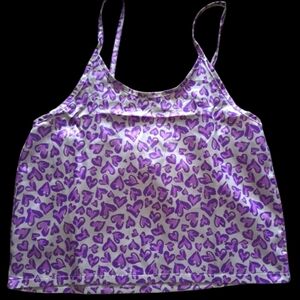 Spoiled Angel Grey Purple Lilac Hearts Satiny Camisole Polyester Size Large New